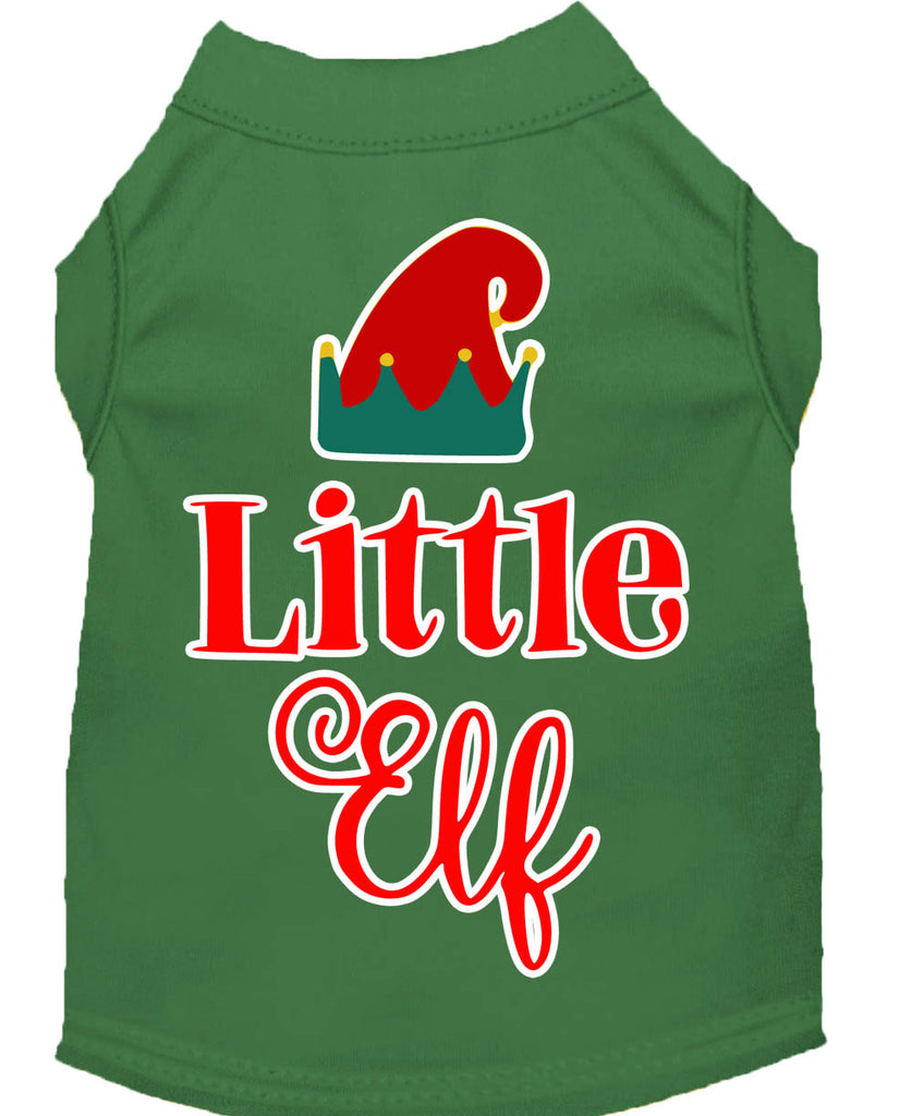 Little Elf Screen Print Dog Shirt Green Med