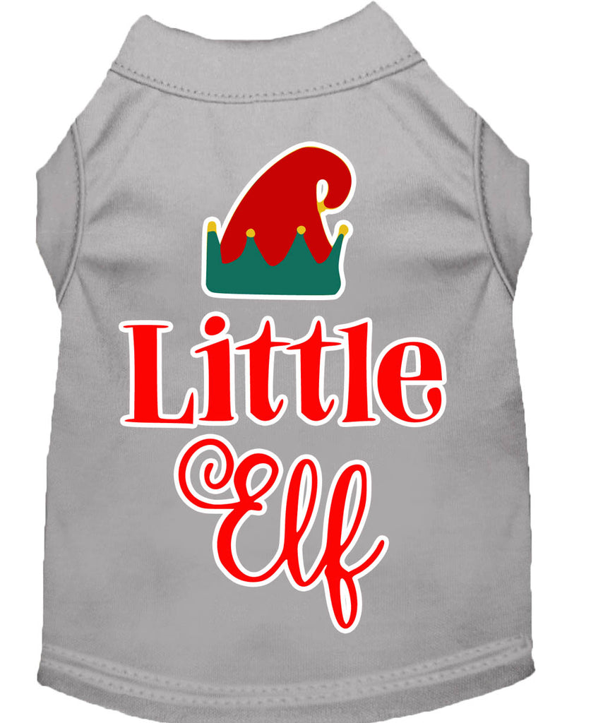 Little Elf Screen Print Dog Shirt Grey Lg