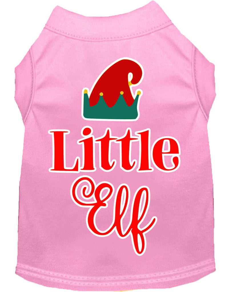 Little Elf Screen Print Dog Shirt Light Pink Med