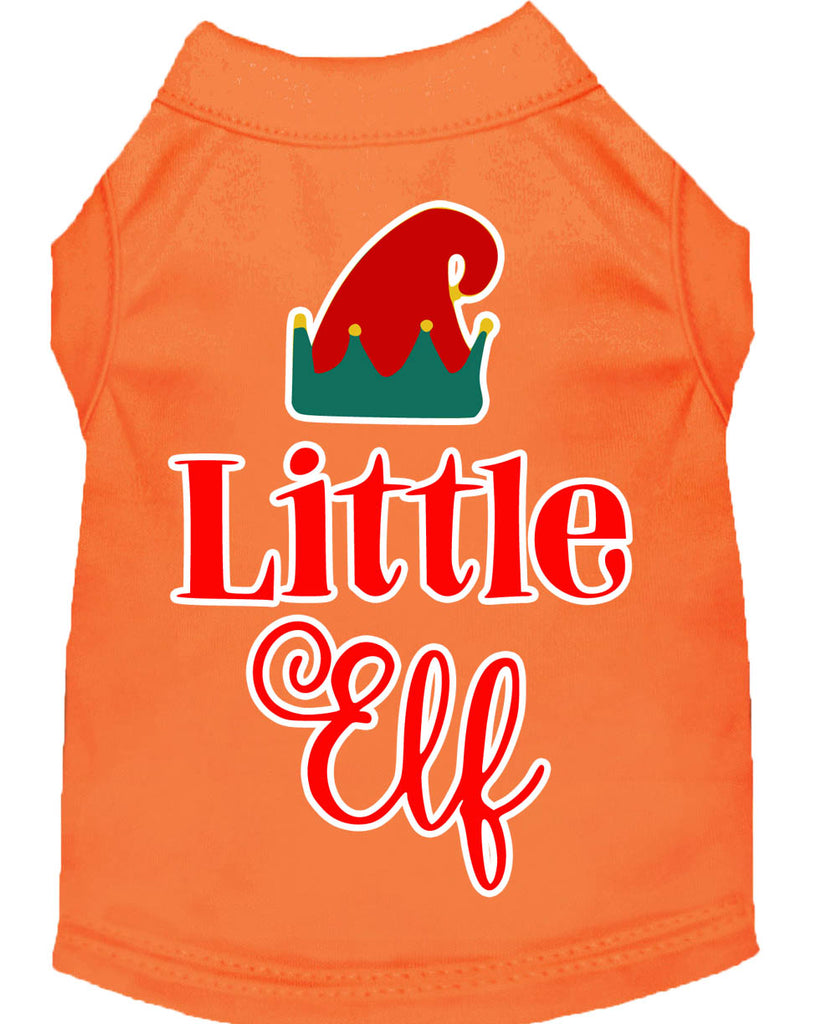 Little Elf Screen Print Dog Shirt Orange Med