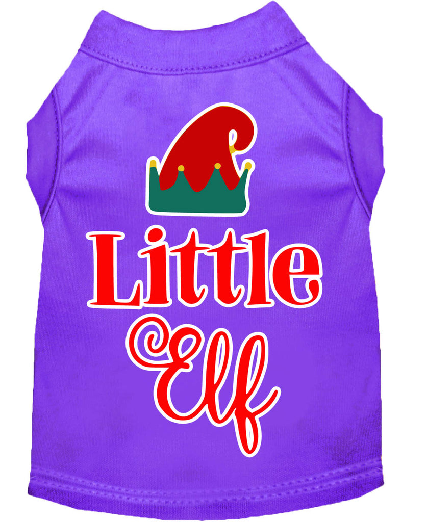 Little Elf Screen Print Dog Shirt Purple Lg