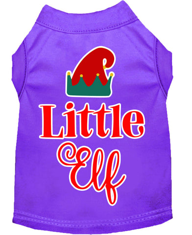 Little Elf Screen Print Dog Shirt Purple Med