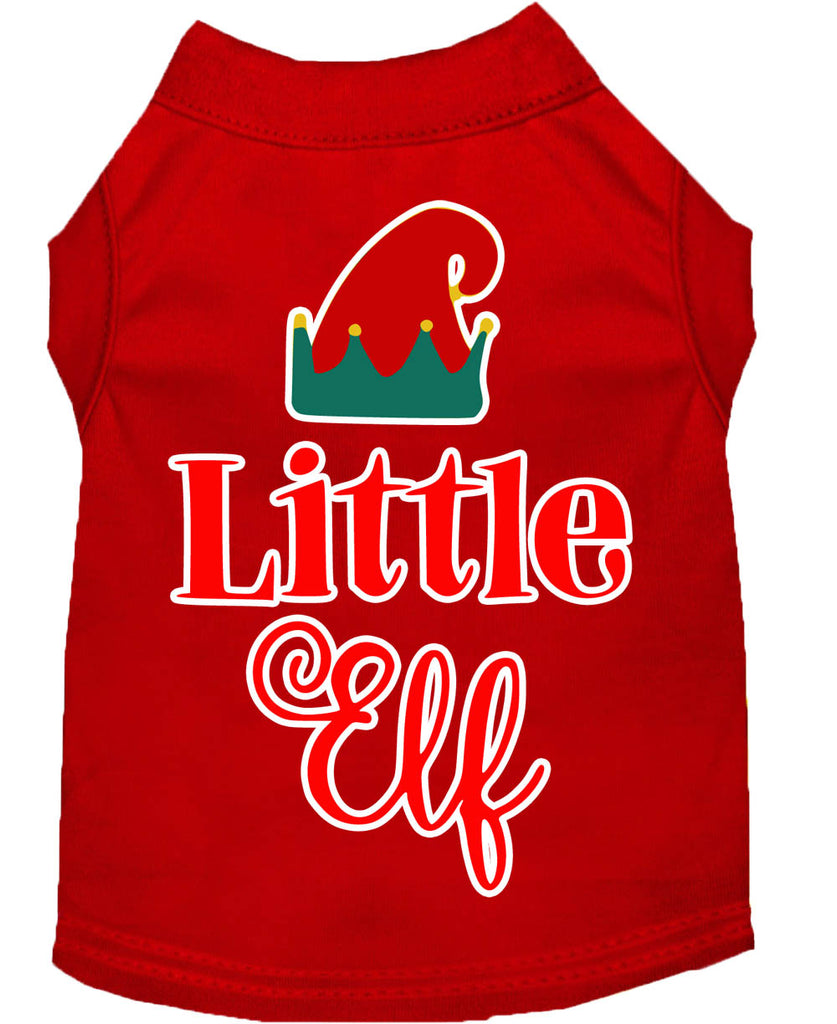 Little Elf Screen Print Dog Shirt Red Sm