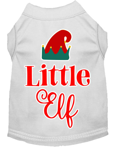 Little Elf Screen Print Dog Shirt White Lg