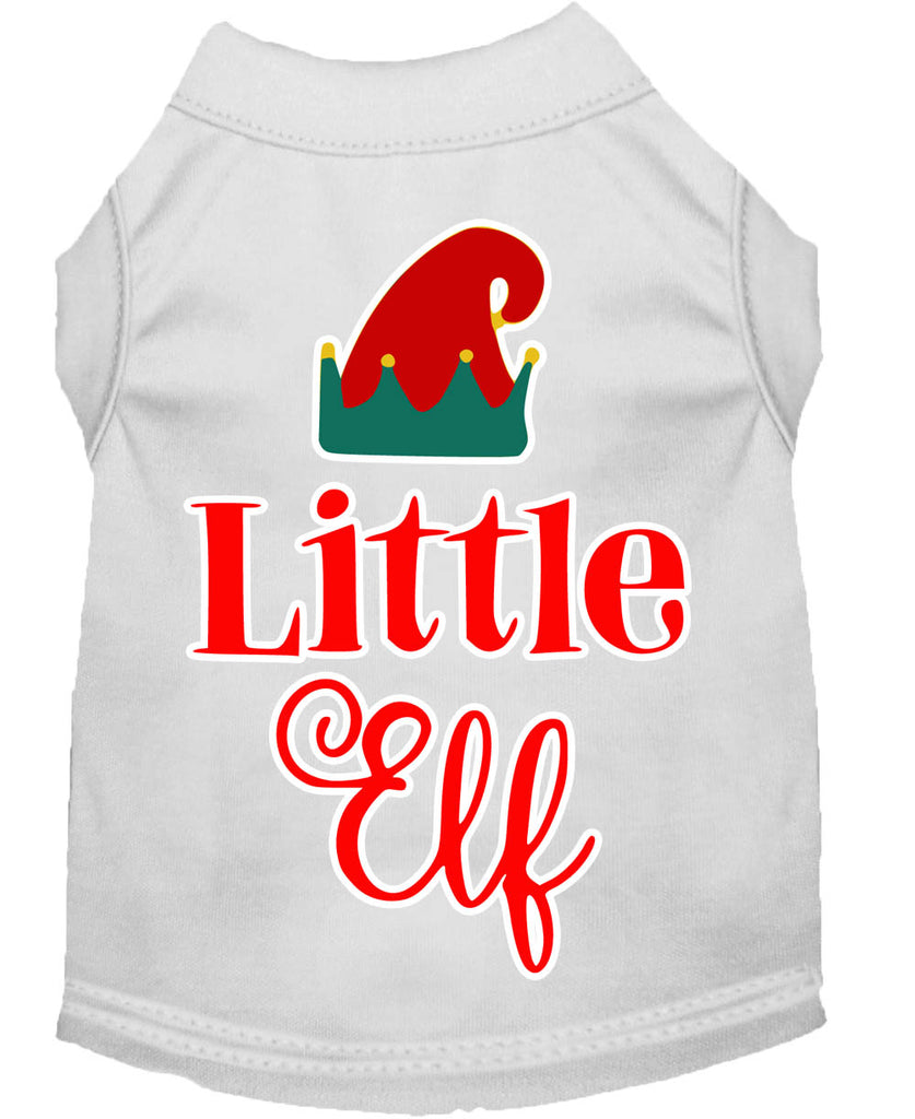 Little Elf Screen Print Dog Shirt White Xs