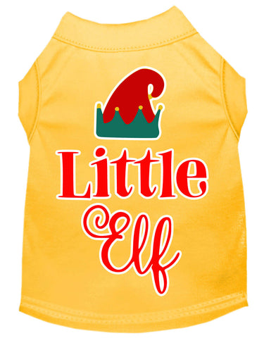 Little Elf Screen Print Dog Shirt Yellow Xs