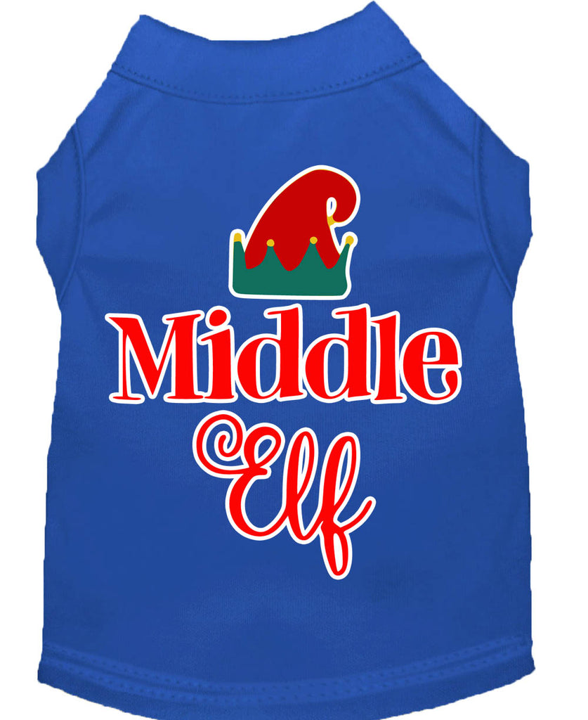 Middle Elf Screen Print Dog Shirt Blue Lg