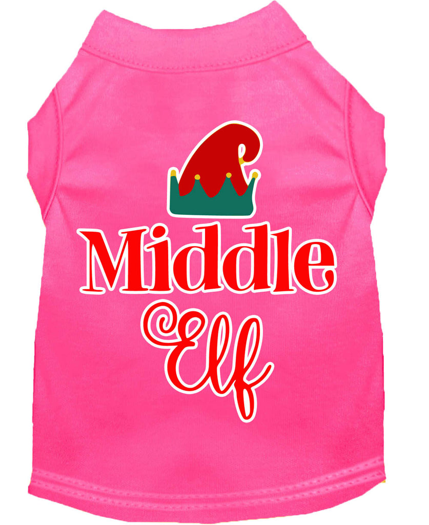 Middle Elf Screen Print Dog Shirt Bright Pink Lg