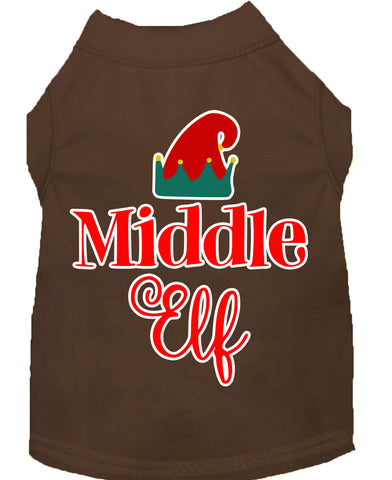 Middle Elf Screen Print Dog Shirt Brown Lg