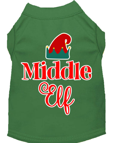 Middle Elf Screen Print Dog Shirt Green Sm