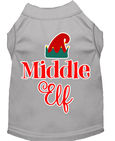 Middle Elf Screen Print Dog Shirt Grey Lg