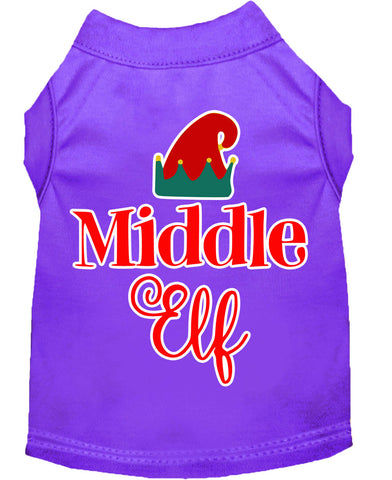 Middle Elf Screen Print Dog Shirt Purple Lg