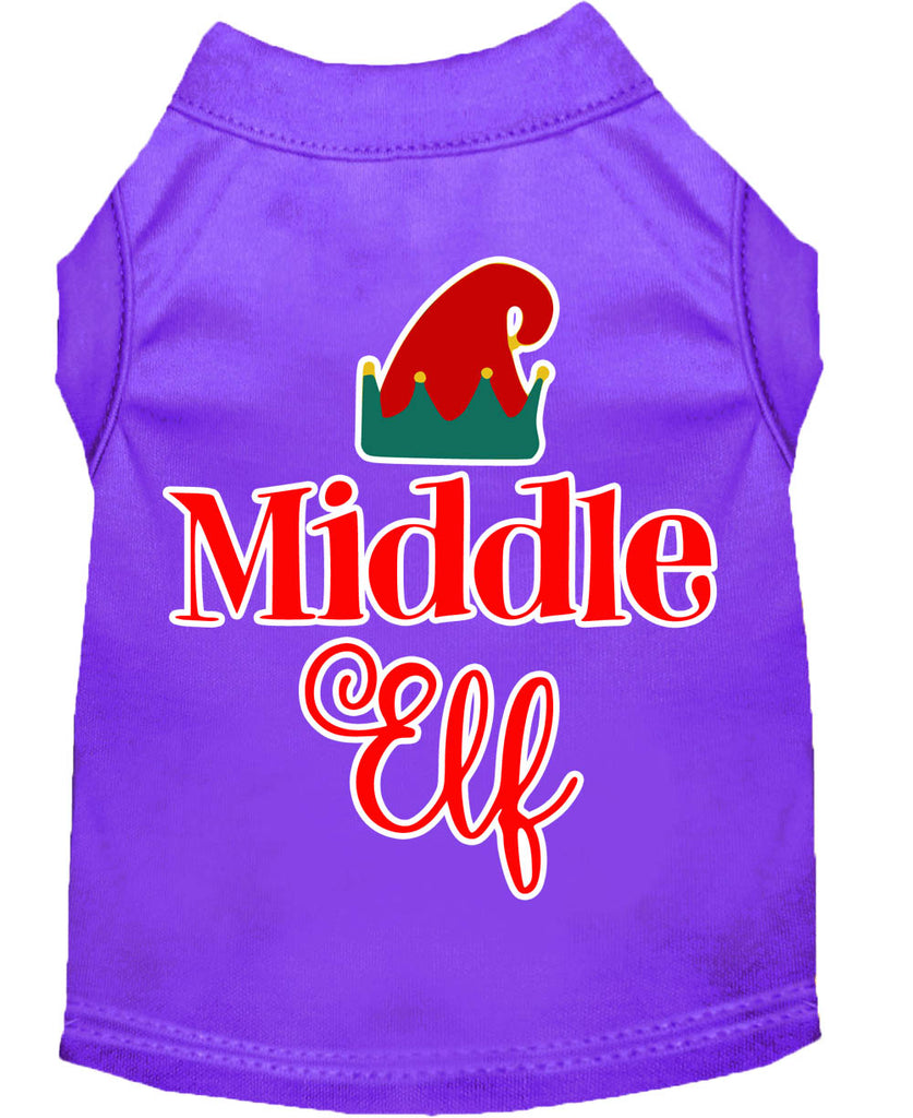 Middle Elf Screen Print Dog Shirt Purple Sm