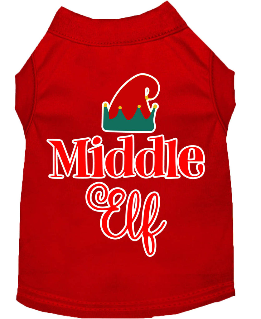 Middle Elf Screen Print Dog Shirt Red Lg