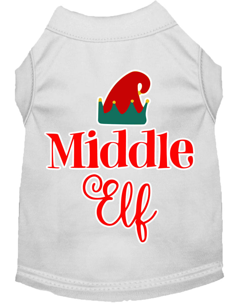 Middle Elf Screen Print Dog Shirt White Lg