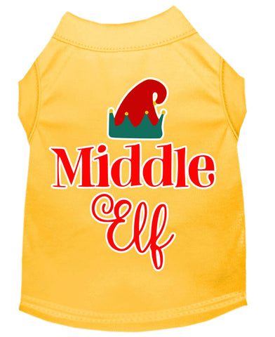 Middle Elf Screen Print Dog Shirt Yellow Med