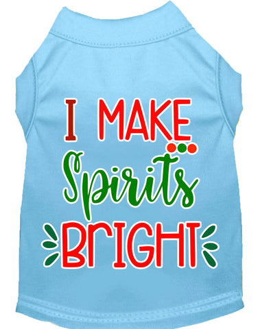 I Make Spirits Bright Screen Print Dog Shirt Baby Blue Med