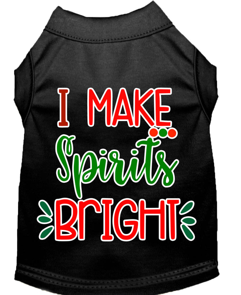 I Make Spirits Bright Screen Print Dog Shirt Black Lg