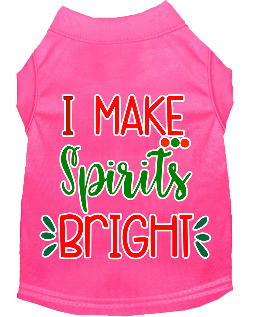 I Make Spirits Bright Screen Print Dog Shirt Bright Pink Lg