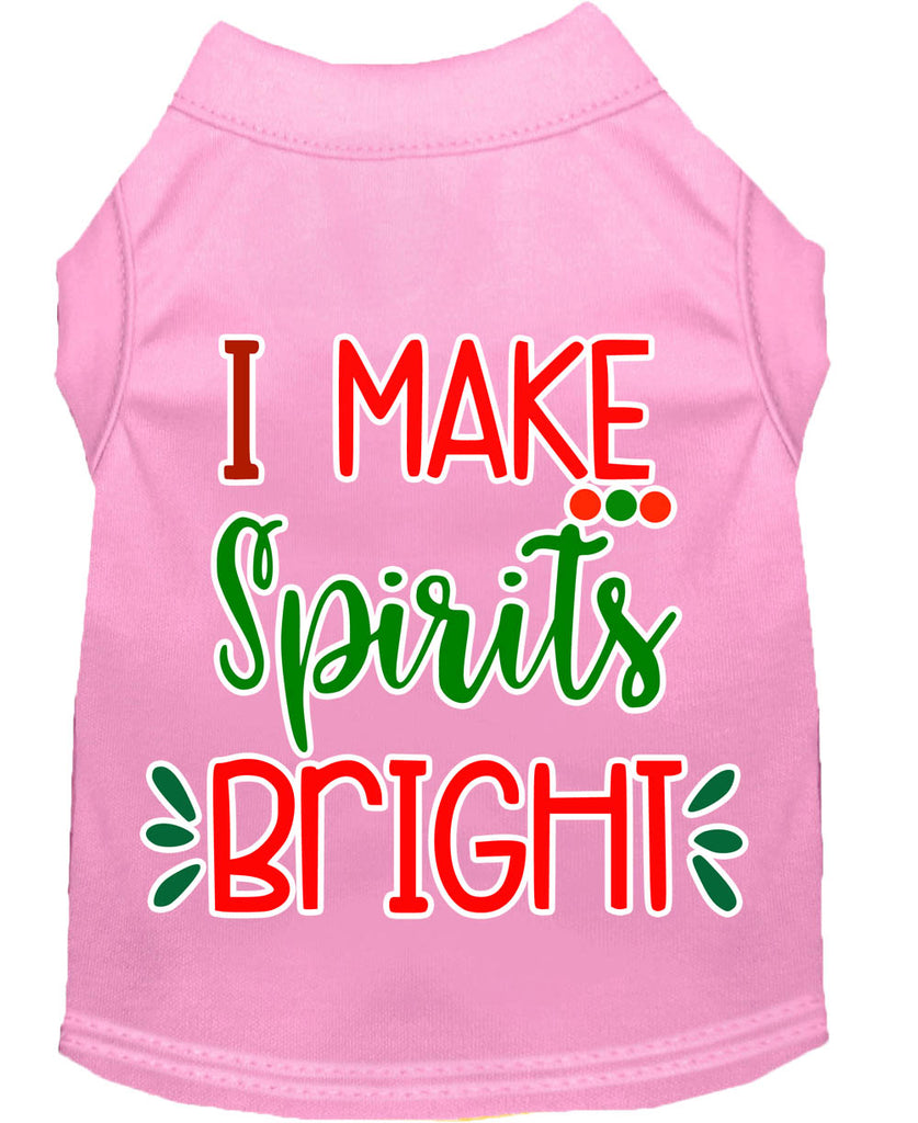 I Make Spirits Bright Screen Print Dog Shirt Light Pink Med