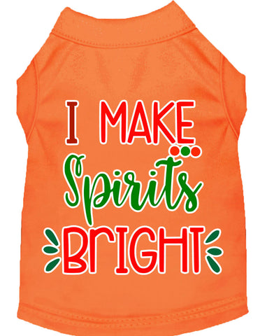 I Make Spirits Bright Screen Print Dog Shirt Orange Sm