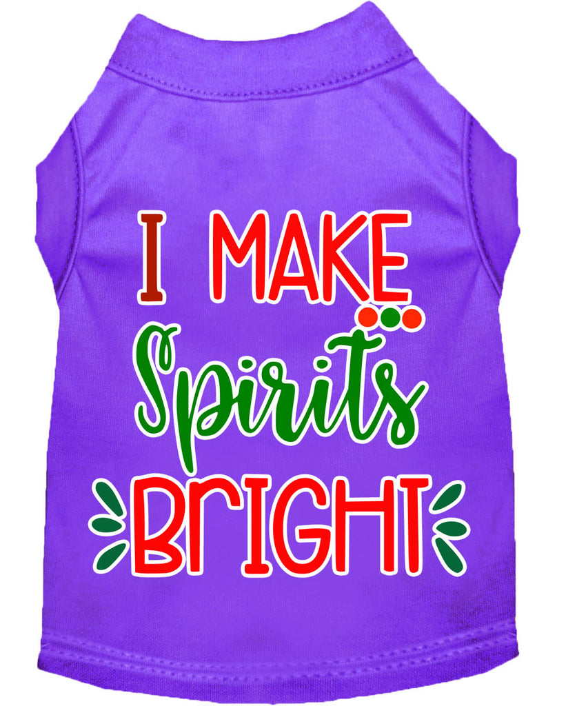 I Make Spirits Bright Screen Print Dog Shirt Purple Xs