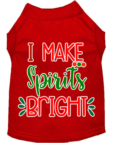 I Make Spirits Bright Screen Print Dog Shirt Red Lg