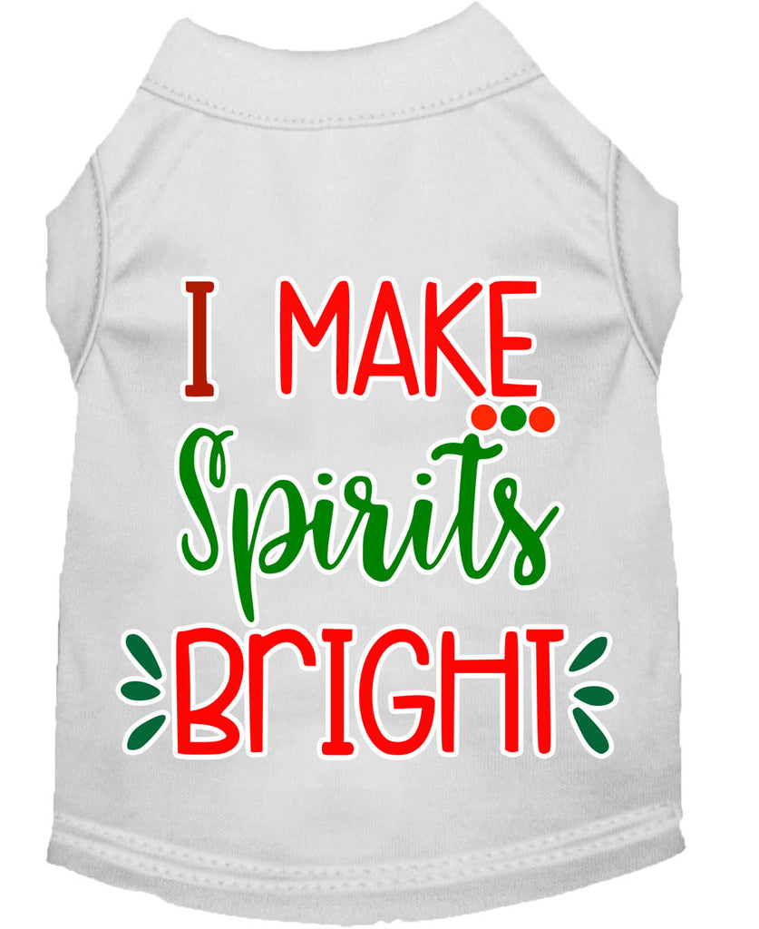 I Make Spirits Bright Screen Print Dog Shirt White Med