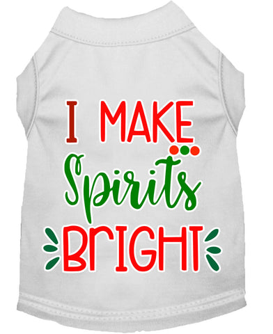 I Make Spirits Bright Screen Print Dog Shirt White Med