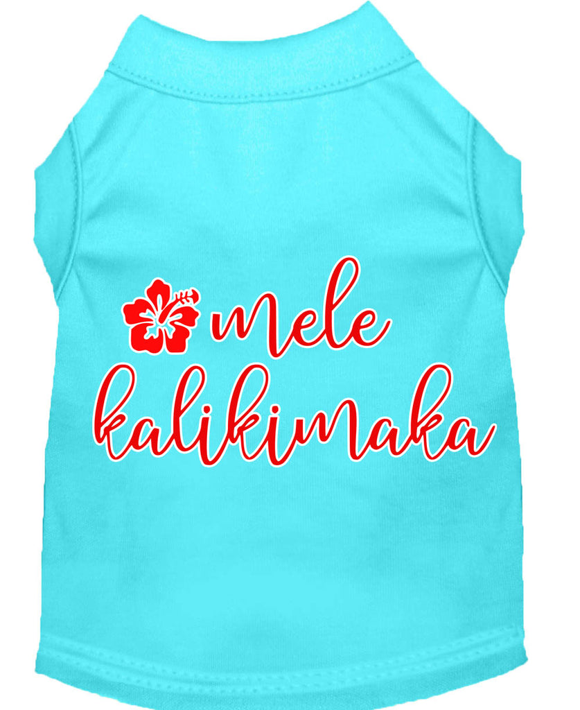 Mele Kalikimaka Screen Print Dog Shirt Aqua Med