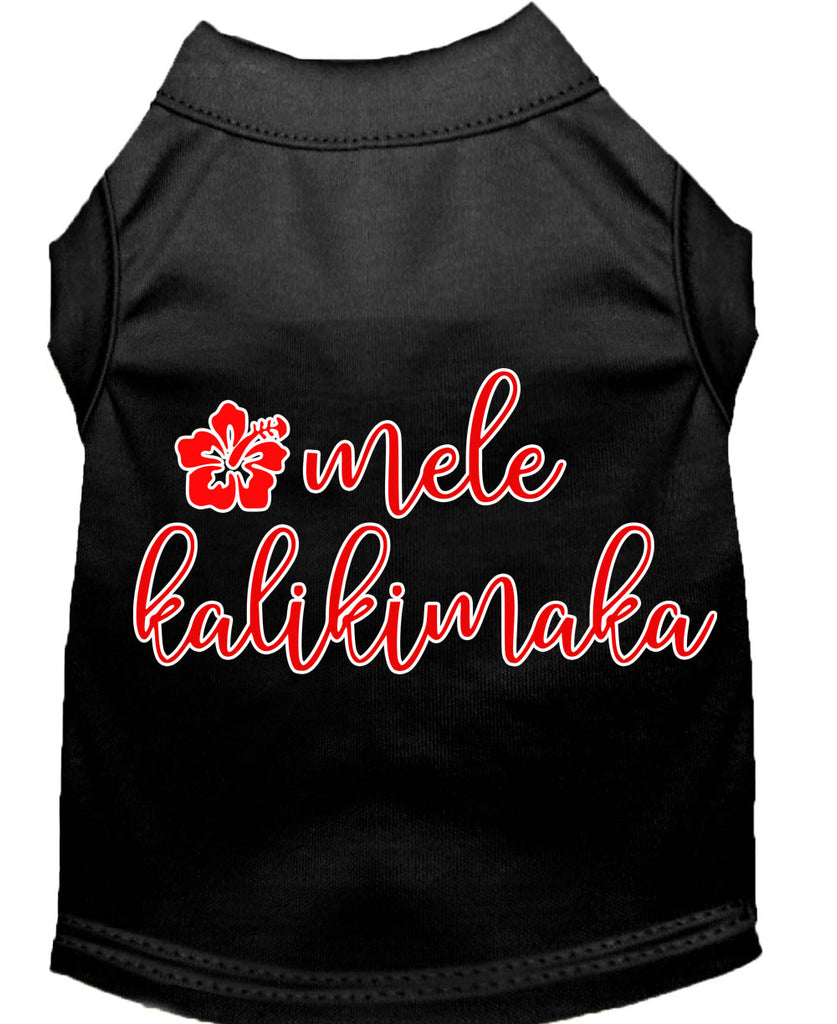 Mele Kalikimaka Screen Print Dog Shirt Black Lg