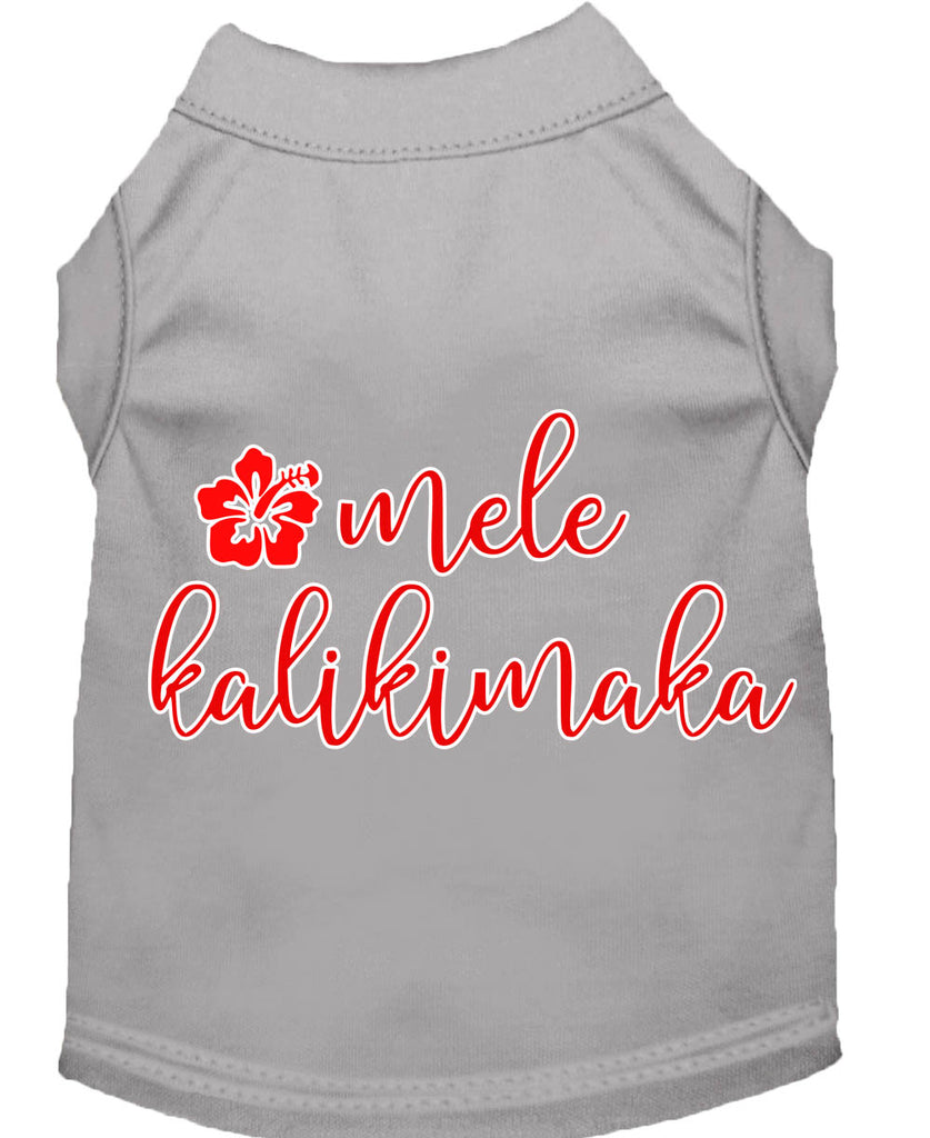 Mele Kalikimaka Screen Print Dog Shirt Grey Lg