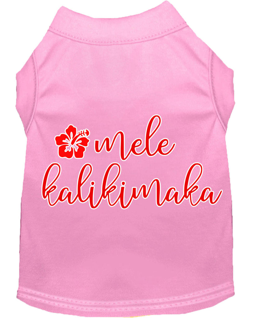 Mele Kalikimaka Screen Print Dog Shirt Light Pink Lg