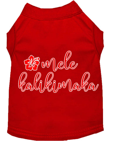 Mele Kalikimaka Screen Print Dog Shirt Red Xs