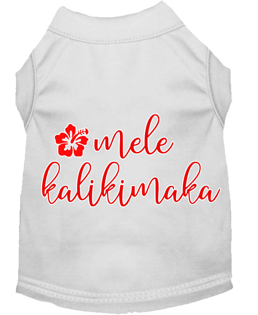 Mele Kalikimaka Screen Print Dog Shirt White Xs