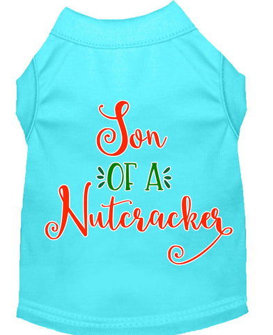 Son Of A Nutcracker Screen Print Dog Shirt Aqua Xs