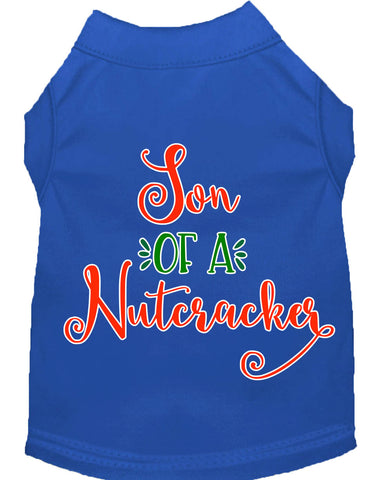 Son Of A Nutcracker Screen Print Dog Shirt Blue Lg