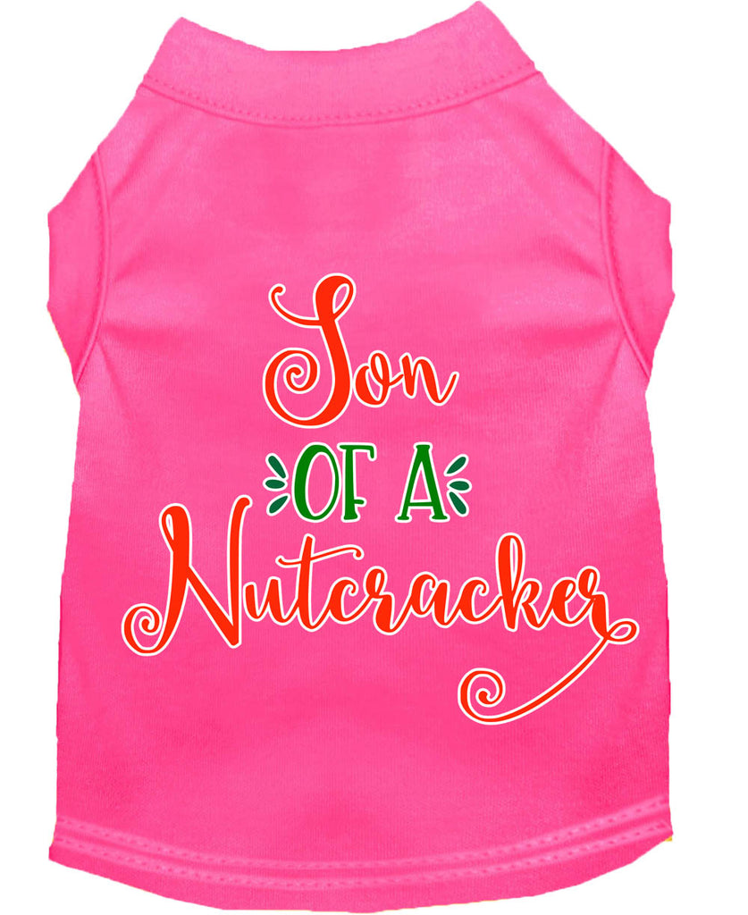 Son Of A Nutcracker Screen Print Dog Shirt Bright Pink Lg