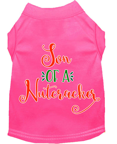 Son Of A Nutcracker Screen Print Dog Shirt Bright Pink Lg