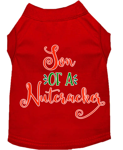 Son Of A Nutcracker Screen Print Dog Shirt Red Xs