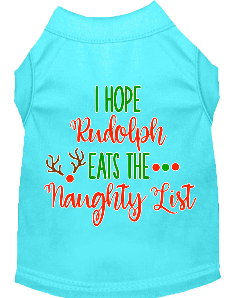 Hope Rudolph Eats Naughty List Screen Print Dog Shirt Aqua Xl