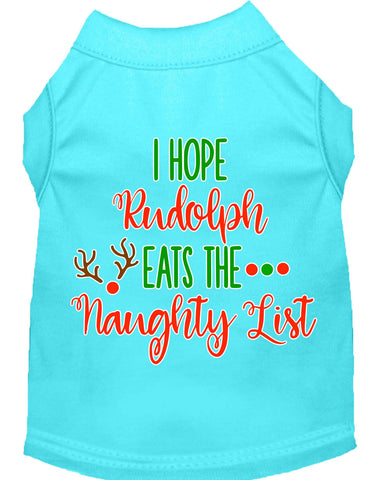 Hope Rudolph Eats Naughty List Screen Print Dog Shirt Aqua Xxxl