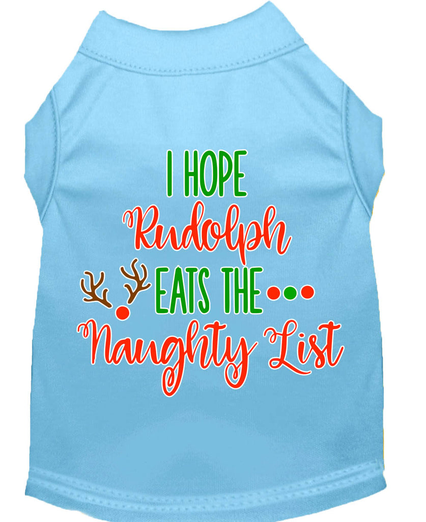 Hope Rudolph Eats Naughty List Screen Print Dog Shirt Baby Blue Sm