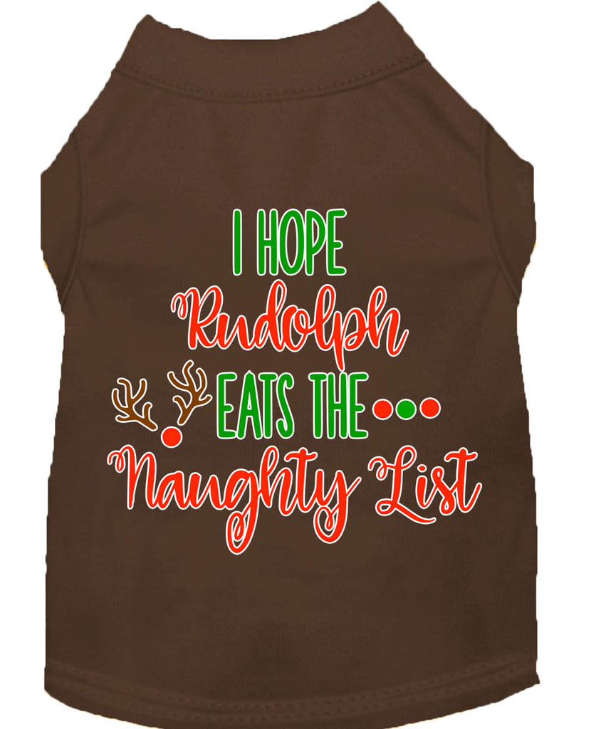 Hope Rudolph Eats Naughty List Screen Print Dog Shirt Brown Xxl