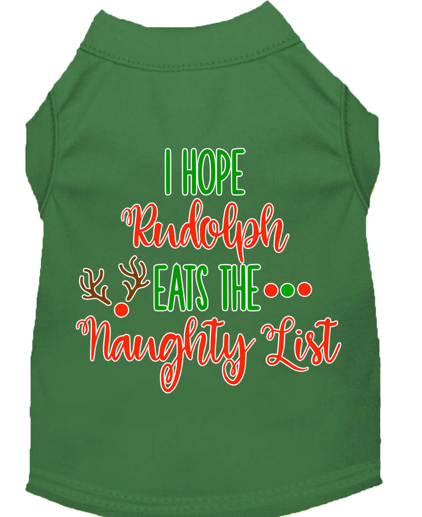 Hope Rudolph Eats Naughty List Screen Print Dog Shirt Green Xxl