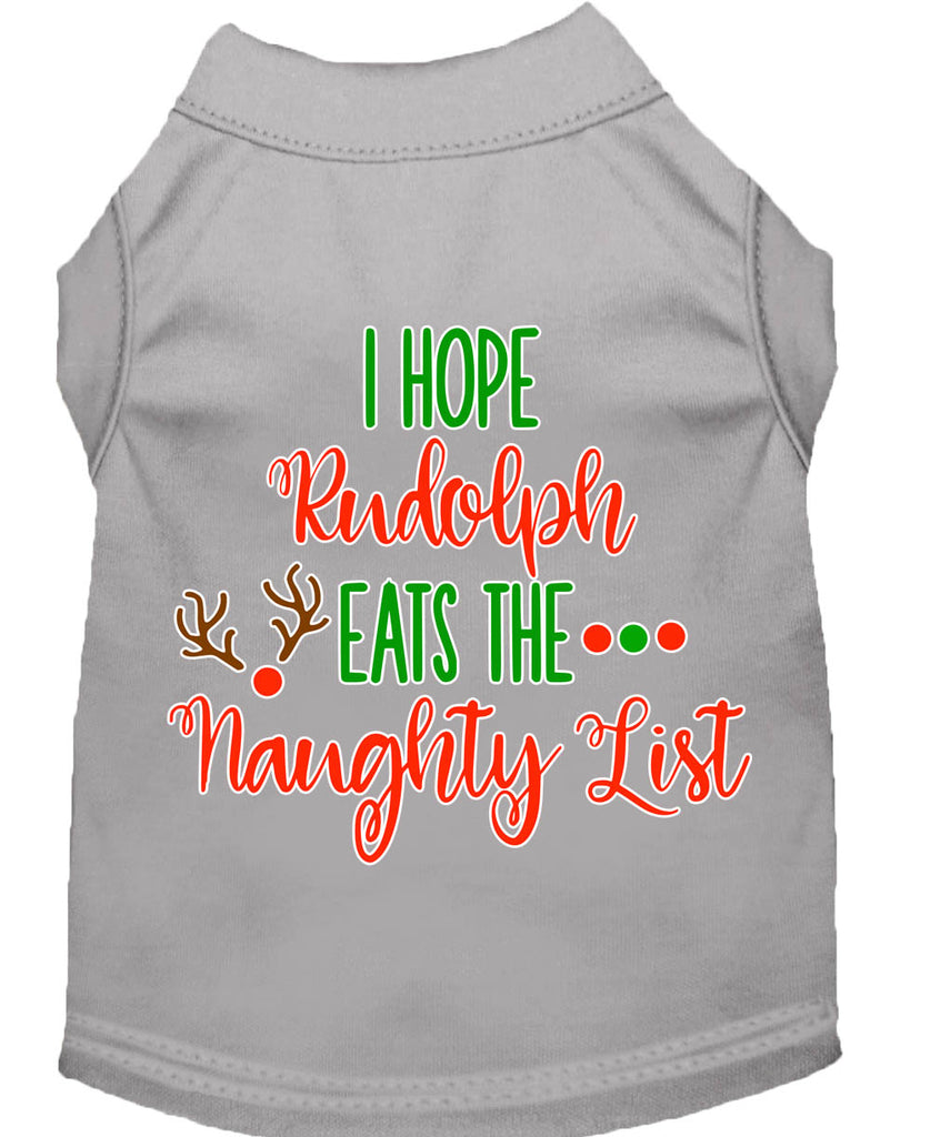 Hope Rudolph Eats Naughty List Screen Print Dog Shirt Grey Xl