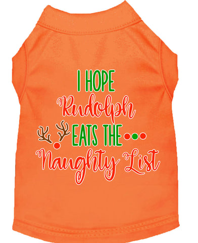 Hope Rudolph Eats Naughty List Screen Print Dog Shirt Orange Med