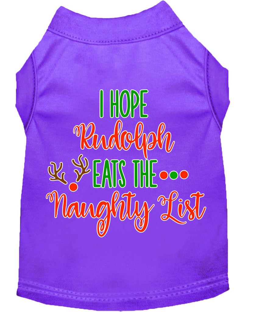 Hope Rudolph Eats Naughty List Screen Print Dog Shirt Purple Xl