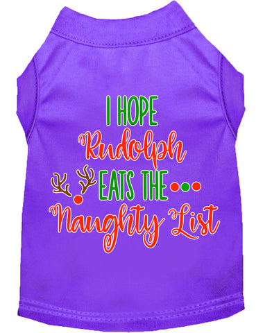 Hope Rudolph Eats Naughty List Screen Print Dog Shirt Purple Xxxl