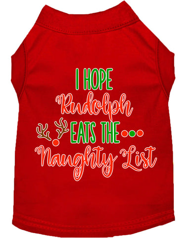 Hope Rudolph Eats Naughty List Screen Print Dog Shirt Red Lg